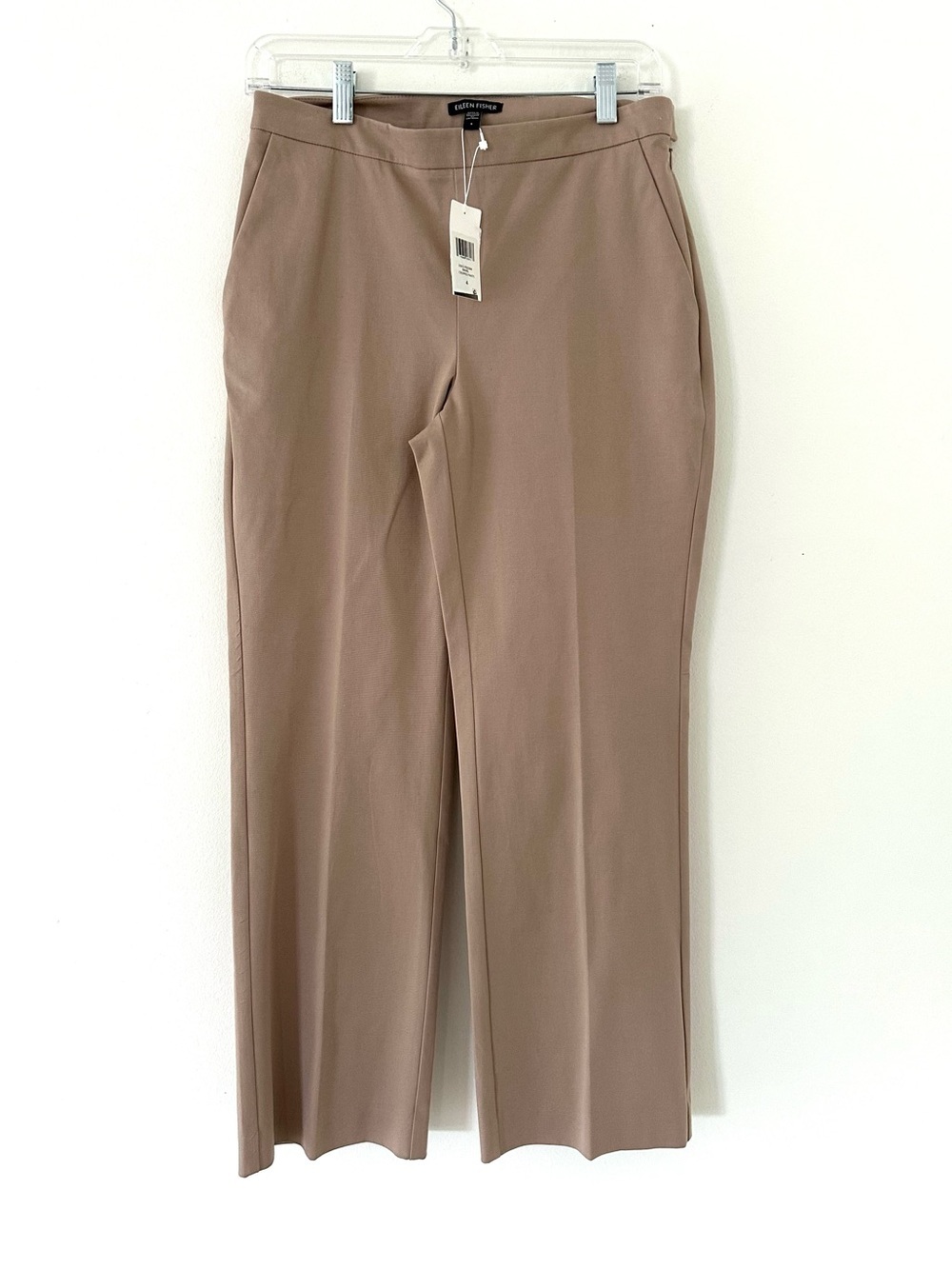 NWT Eileen Fisher Cropped Pants-Org Cotton Stretch Twill -Beige size 4